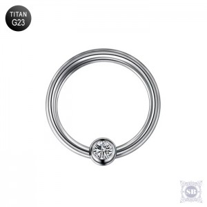 Кольцо BCR Silver со вставкой 3 мм. (Титан G23)