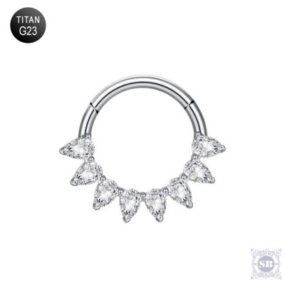 Кликер титановый Серебряная Аллира с цирконами