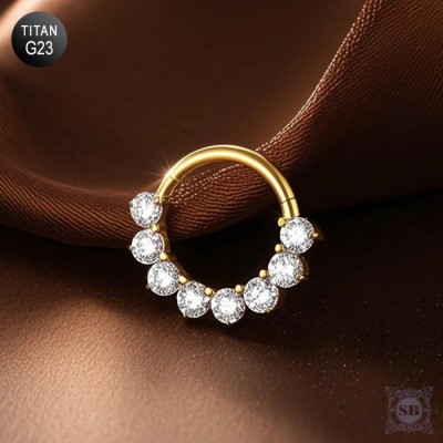 Титановая серьга-кликер Golden Iris для пирсинга дейс, септум и др.