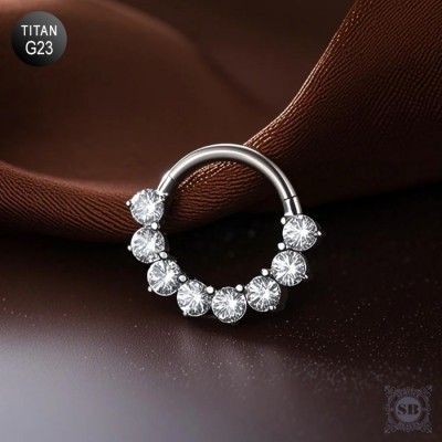 Титановая серьга-кликер Silver Iris для пирсинга дейс, септума и др.