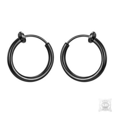 Серьги - клипсы черные в виде замкнутого кольца.