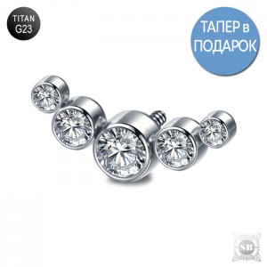 Серьга-лабрет Соната c камнями (G23)