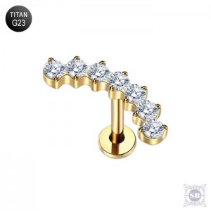 Серьга-лабрет Gold Seven с каскадом камней на полукруге (G23)