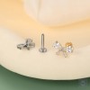 Серьга-лабрет из титана G23 с кубическми цирконами
