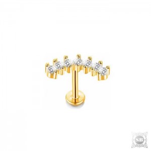Лабрет со стразами на полукруге (Gold, 316L)