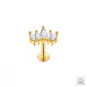 Лабрет со стразами на короне (Gold, 316L)