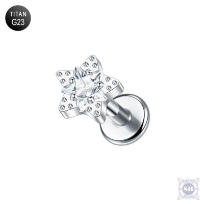 Серьга-лабрет из титана G23 с кристаллами