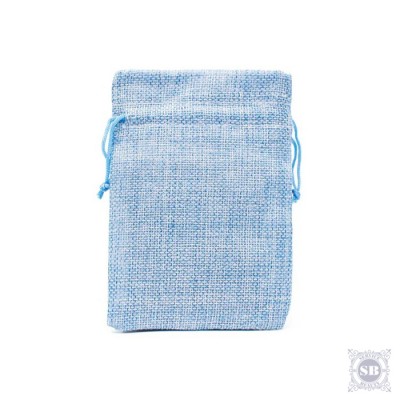 Голубой подарочный мешочек из джута
