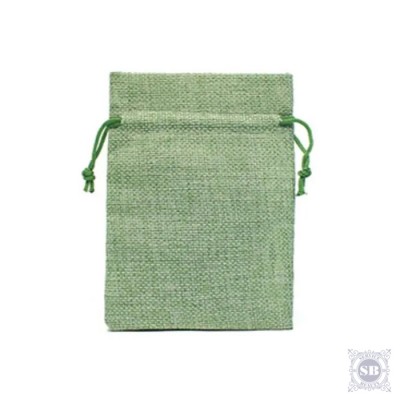Зеленый подарочный мешочек из джута