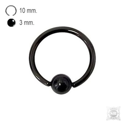 Кольцо для пирсинга с шариком 10x1.2х3 мм. Black