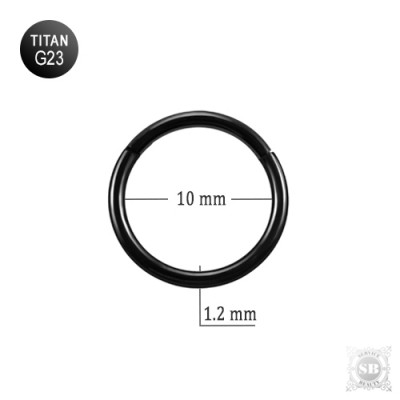 Кольцо - кликер 10 х 1.2 мм. Black из титана G23