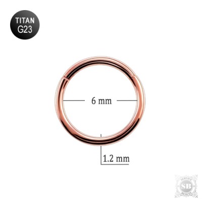 Сегментное титановое кольцо - кликер 6 х 1.2 мм. розовое золото
