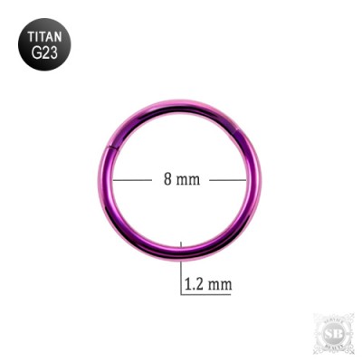 Кольцо - кликер 8 х 1.2 мм. розовое из титана G23