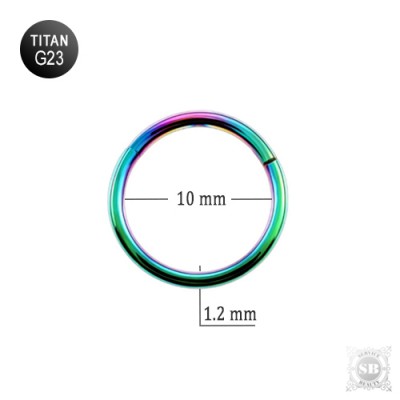 Кольцо - кликер 10 х 1.2 мм. радужное из титана G23