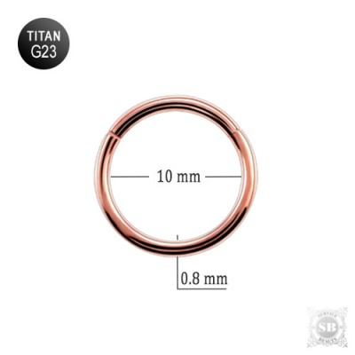 Сегментное титановое кольцо 10 х 0,8 мм. розовое золото