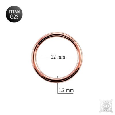 Сегментное титановое кольцо - кликер 12 х 1.2 мм. розовое золото