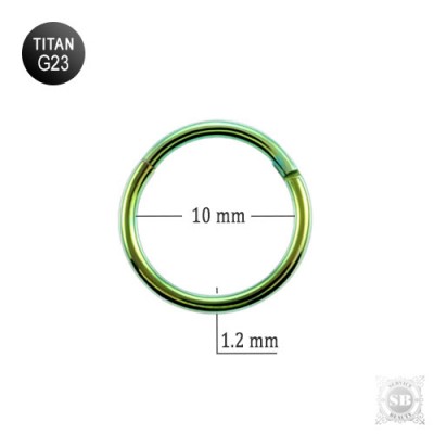 Кольцо - кликер 10 х 1.2 мм. зеленое из титана G23
