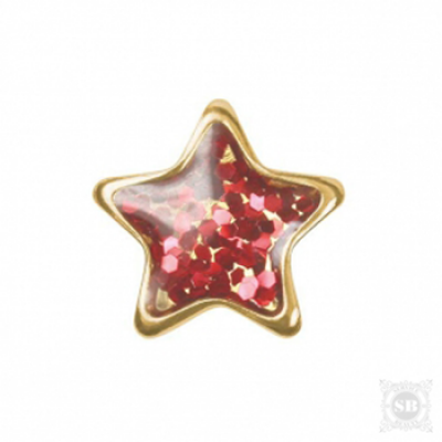 Серьги System-75 - Золотые звезды с красными блестками
