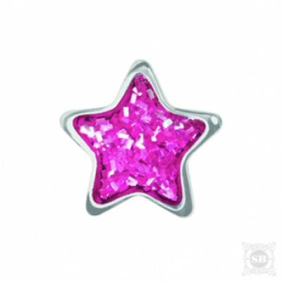 Серьги System-75 - Серебряные звезды с розовыми блестками
