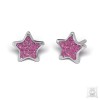 Серьги System-75 - Серебряные звезды с розовыми блестками