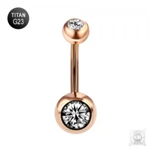 Банан с хрусталем Rose Gold 12 мм. G23