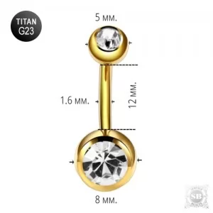 Банан с хрусталем Gold 12 мм. G23