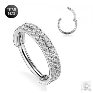 Серьга-кликер Twins Silver титановый с цирконами