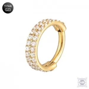 Серьга-кликер Twins Gold титановый с цирконами