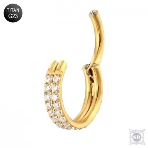 Серьга-кликер Twins Gold титановый с цирконами