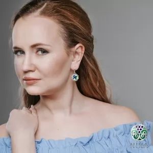 Серебряные серьги Васильки