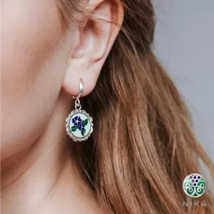 Серебряные серьги Васильки