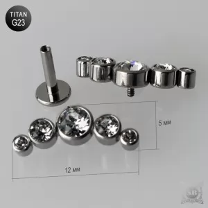 Серьга-лабрет c камнями (Titan G23)