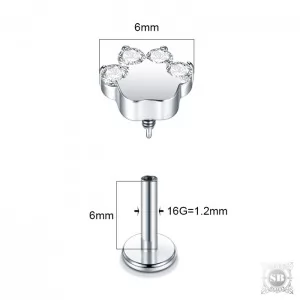 Лабрет Лапа с цирконами Titan G23