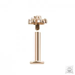 Лабрет Цветок с цирконами Rose Gold