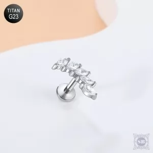Серьга-лабрет Серебряная ветвь со вставками