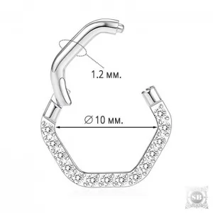 Гексагон-кликер Silver со стразами 10 мм.