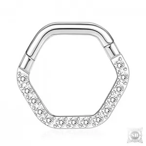 Гексагон-кликер Silver со стразами 8 мм.