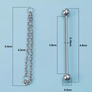 Индастриал на шариках с цепочкой (золотой) 38 мм.