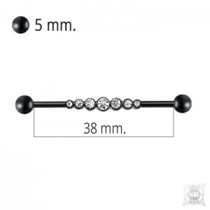 Индастриал Black с прозрачными стразами 38 мм.