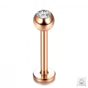 Лабрет с цирконом в шарике 8 мм. Rose Gold