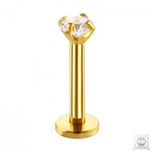 Лабрет с цирконом 8 мм. Gold