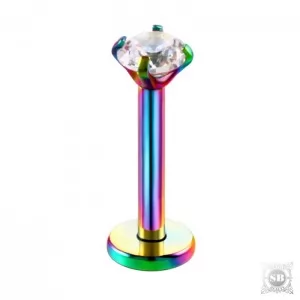 Лабрет с цирконом 8 мм. Rainbow