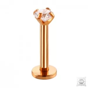 Лабрет с цирконом 8 мм. Rose Gold