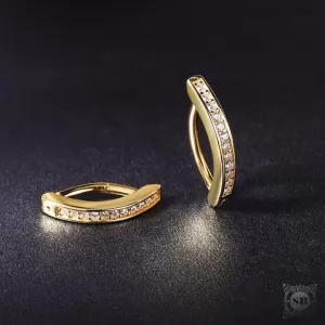 Серебряная серьга для пупка c цирконами (Gold, 925)