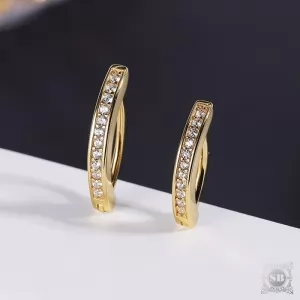 Серебряная серьга для пупка c цирконами (Gold, 925)