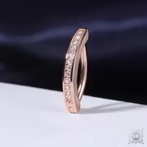Серебряная серьга для пупка c цирконами (Rose Gold, 925)
