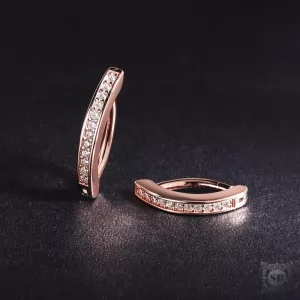 Серебряная серьга для пупка c цирконами (Rose Gold, 925)
