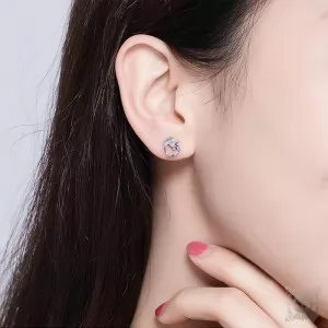 Серебряные серьги Единорог
