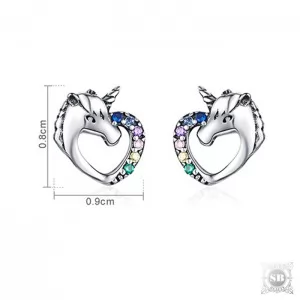Серебряные серьги Единорог
