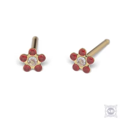 Серьги Цветок с укороченной иглой для тонкой мочки уха